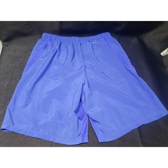 Nike Blue Dri Fit Elastic Tie Knee Long Workout Shorts Hidden Pocket in Side - Picture 3 of 6